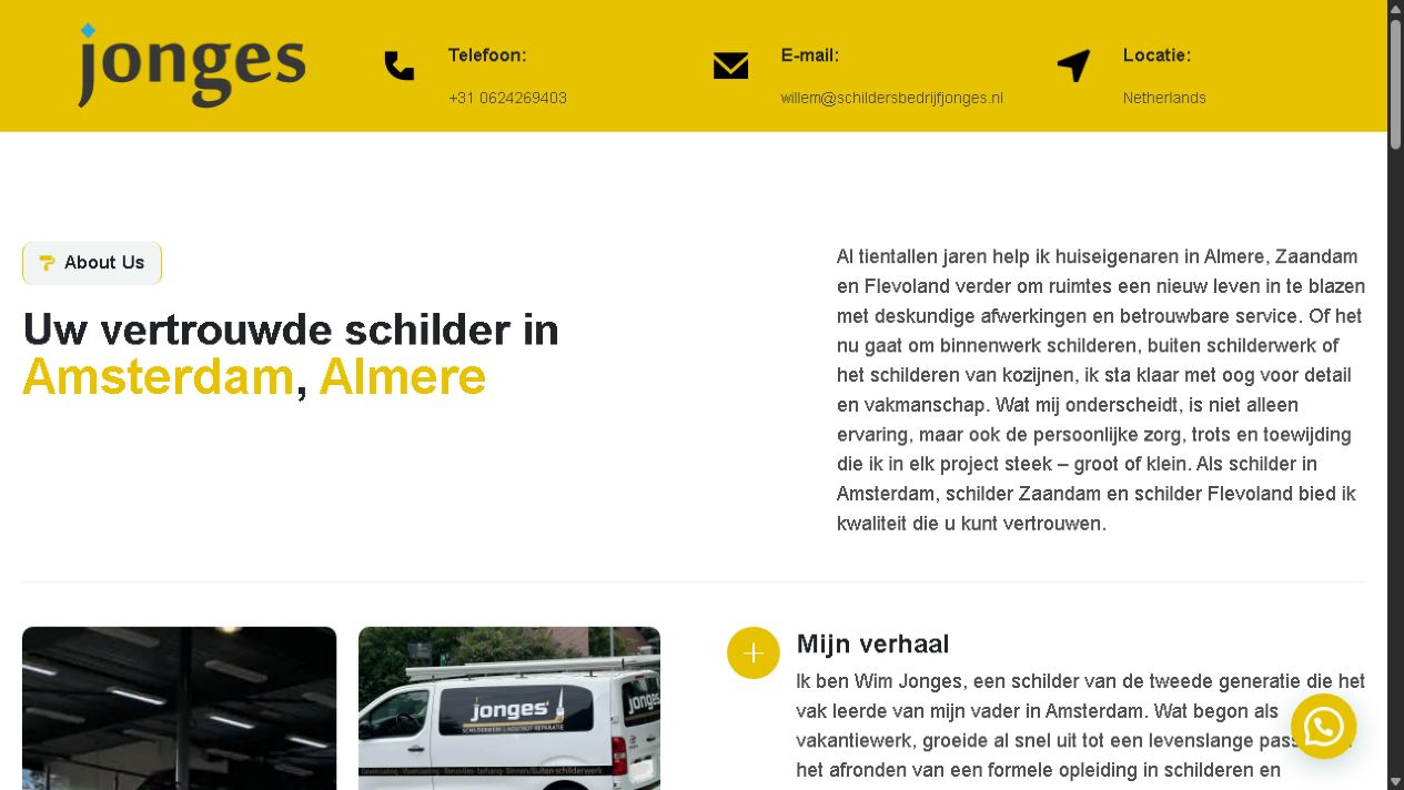 Publieke website van Schildersbedrijf Jonges